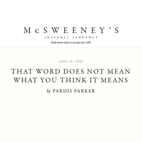 McSweeney's - That Word Does Not Mean What You Think It Means